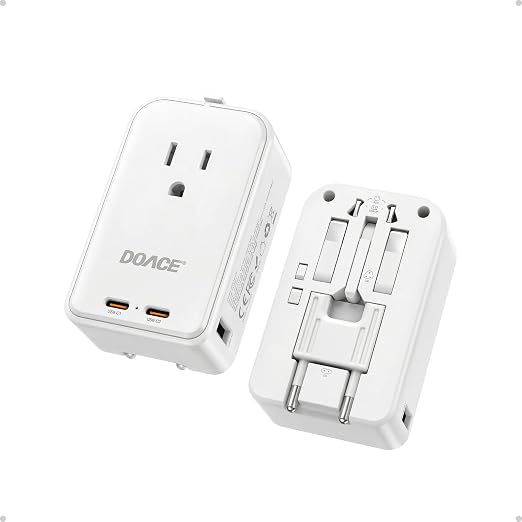 DOACE Pico 45W Universal Travel Adapter with 1 AC, 2 USB C & 2 USB A Ports
