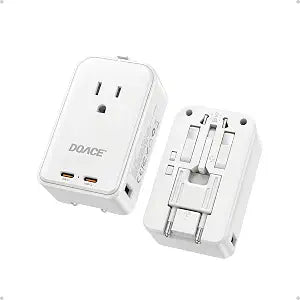 DOACE Pico 45W Universal Travel Adapter with 1 AC, 2 USB C & 2 USB A Ports