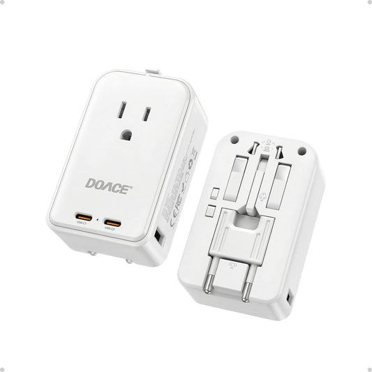 DOACE Pico 45W Universal Travel Adapter with 1 AC, 2 USB C & 2 USB A Ports