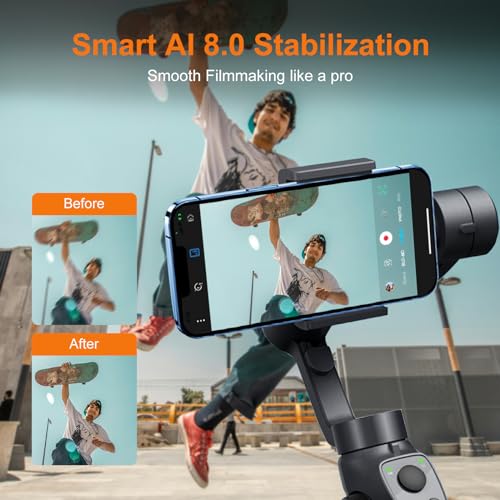 Gimbal Stabilizer for iPhone, Phone Gimbal w/Focus Wheel Face Tracking for 16 15 Pro Max Android 3-Axis Phone Stabilizer for Video Recording Vlog - Image 3