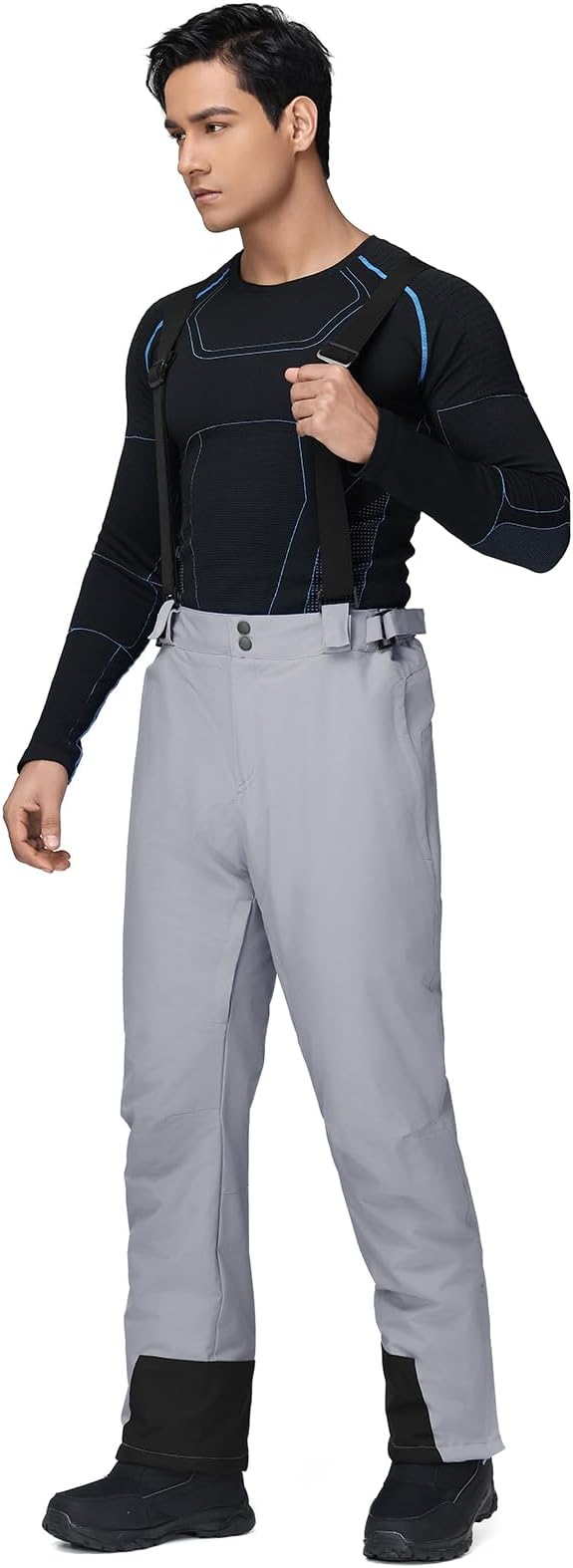 RIUIYELE Men's Ski Pants Insulated Snow Bibs Warm Winter Snowboard Bibs Overalls Waterproof Winterproof with Suspenders