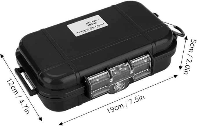 Small Waterproof Boxes of Plastic Case Shockproof Airtight Container Case Portable Airtight Carry Box Black Dry
