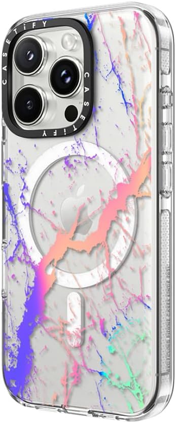 CASETiFY Clear iPhone 16 Pro Max Case [Not Yellowing / 6.6 ft. 3X Military Grade Drop Protection/Compatible with Magsafe] - Hypnotic Marble Rainbow - Clear