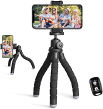 Ubeesize Phone Tripod, Portable and Flexible Tripods with Wireless Remote and Clip, Cell Phone Tripode Stand for Video Recording - Image 1
