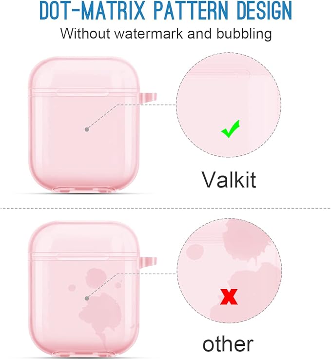 Valkit Compatible AirPod Case Cover, Clear Airpods Case with Keychain Soft TPU Protective Cover Shockproof Case for Girls Women Men Compatible with Apple AirPods Charging Case 2 & 1 - Clear Pink