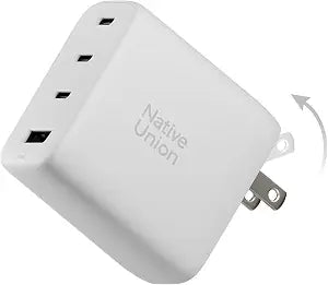 Native Union Fast GaN Charger PD100W – Ultra-Compact Four-Port Power Delivery Enabled USB-C & USB-A Travel Charger – Up to 100W – MacBook Pro, iPads, iPhones, Pixel, Galaxy & More