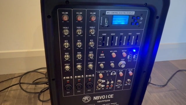 NBVOICE Professional Portable All-in-One Integrated 2-Way PA System Fixed Setup, Suitcase Design w/ 8-Channel Mixer, 2 Speaker Stands, Bluetooth, Mic for Performances, Presentations
