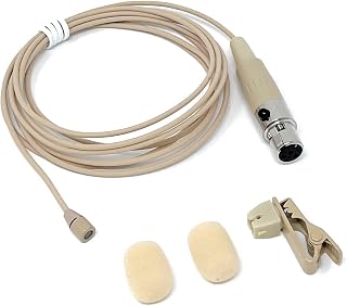 Beige Lavalier Lapel Mic with 4 pin mini XLR TA4F for Shure wireless - Image 1