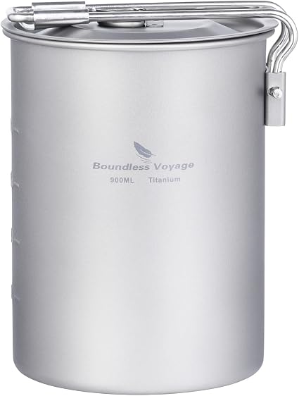 Ultralight 900ml Cup Outdoor Titanium Pot with Lid Folding Handle