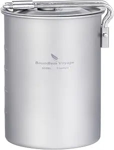 Ultralight 900ml Cup Outdoor Titanium Pot with Lid Folding Handle