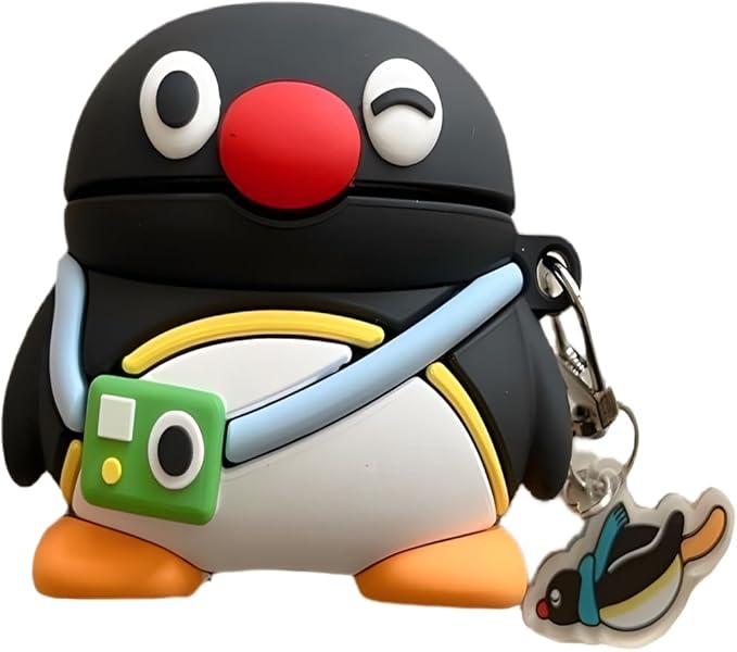 Case Compatible with Airpods 3, Cute Kawaii Camera Penguin Design Earbuds Cover, Kids Boys Girls Portable Accessories Soft Silicone Wireless Earphone Shockproof Protector for Gifts