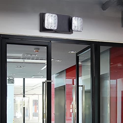 Black Emergency Lights with Battery Backup, Commercial LED Emergency Light