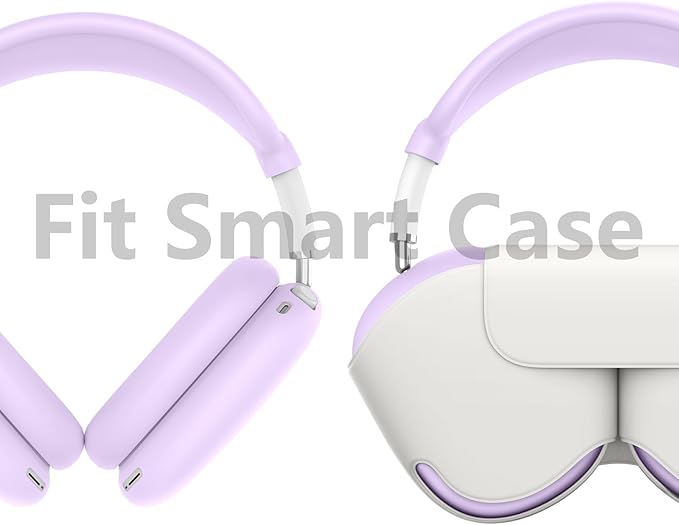 Silicone Case Cover for AirPods Max, Ear Pad Case/Ear Cups/Headband Cover for AirPods Max Headphones, Accessories Soft Silicone Protector for Apple AirPod Max New USB-C (2024) (Light Lilac)