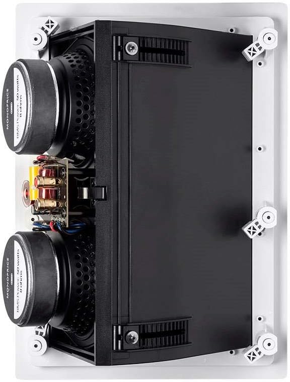 Monoprice 2-way Carbon Fiber In-Wall Surround Speaker - Dual 5.25 Inch (Single) Vari-Angled With Paintable Grille - Alpha Series Black