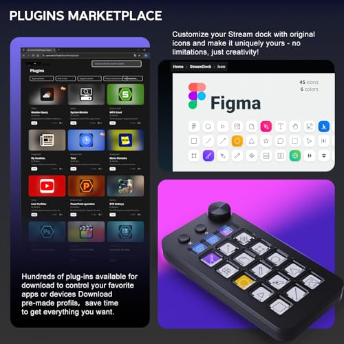 TreasLin VSDinside Stream Controller Deck with 18 Customizable Macro Keys to Trigger Actions in OBS Twitch YouTube for Content Creators Stream Dock Compatible with PC & Mac N1 Black Macro Keypad