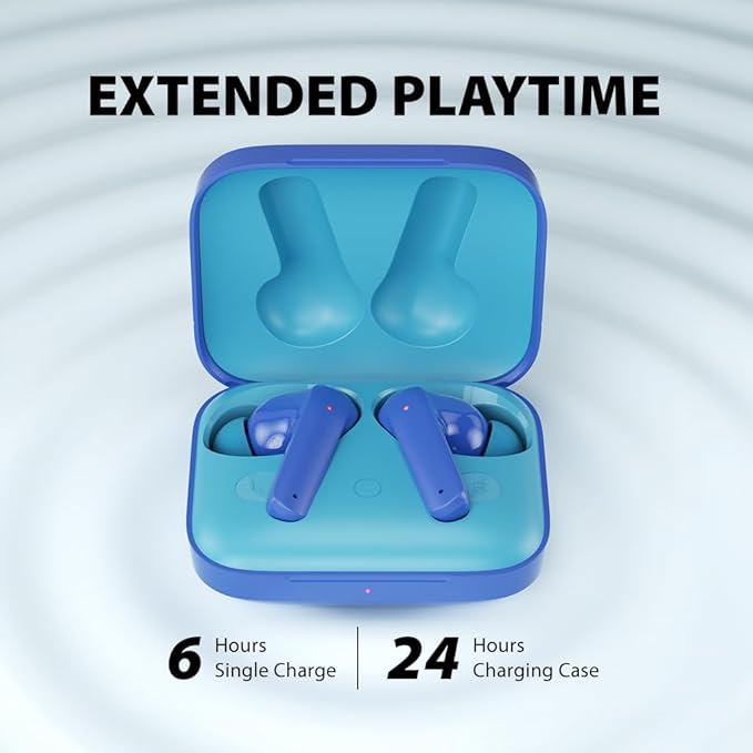 Avantalk Clan K2 - Wireless Earbuds for Kids with Safe Volume Limiting and Customizable Fit, Cute Bluetooth Earbuds for Boys & Girls 8-10, Low Latency & 3 EQ Modes - Blue