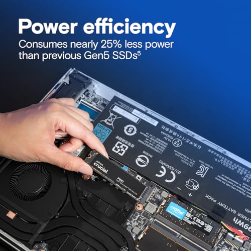 Crucial P510 PCIe Gen5 NVMe 2TB SSD, Up to 10,000MB/s, TLC NAND, Laptop & Desktop (PC) Compatible, for Gamers & Creatives, Solid State Drive – CT2000P510SSD8-01