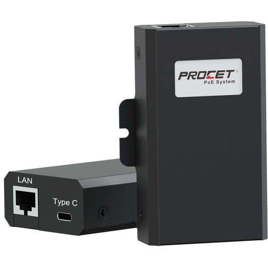 PROCET Gigabit PoE to USB C Splitter 60W PoE RJ45 to C Type Power Ethernet Adapter Converter for eero 6/7, Pro 7, Max 7, Wireless Bridge/AP, Tablet, iPad, PTZ/CCTV Camera, Raspberry Pi 5, USB Hub