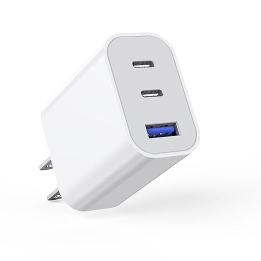 35W Fast USB C Charger Block Double Port USB C Charger PD+QC Wall Plug Multiport Block Cube Compatible with iPhone 17/17 Pro/16 Pro Max/16 Plus/iPhone 15/15 Pro/15 Pro Max/14/13/12/X/iPad Pro/Mini/Air