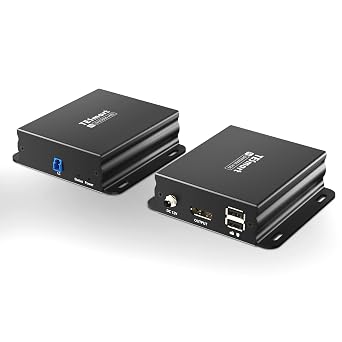 TESmart 8K@60Hz DisplayPort KVM Extender Over Fiber up to 984ft/300m, DP 1.4 USB Extender, HDR10, EMI-Immune Fiber for Data Center & Control Rooms