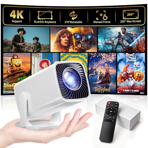 Mini Projector 4K Support, Portable Projector Full HD 1080P Support