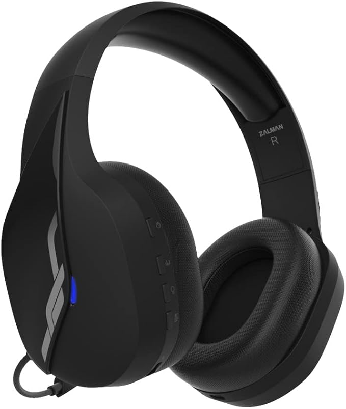 Zalman HPS700 Archer, Wireless Headset with Gaming, Music, Live Sound Modes, LED Indicator, Detachable Microphone, USB-C to A Charging Cable, Premium Woven Fabric Memory Foam Ear Cushions (Black)