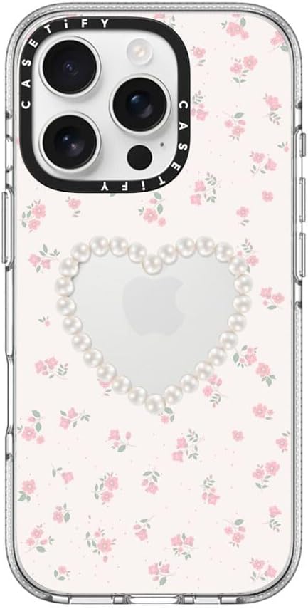 CASETiFY Clear iPhone 16 Pro Case [Not Yellowing / 6.6 ft. 3X Military Grade Drop Protection/Magsafe] - Pearly Heart - Clear