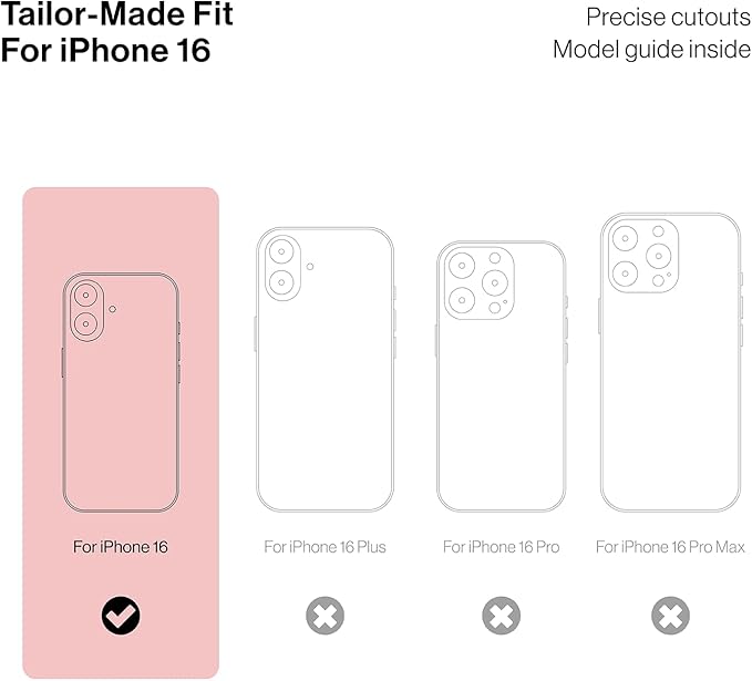 ORIbox Seralyn Series for iPhone 16 Case - MagSafe Compatible, Triple-Layer Shockproof Protection, Crystal-Clear Back with Elegant Matte Frame(6.1", Blush Rose)
