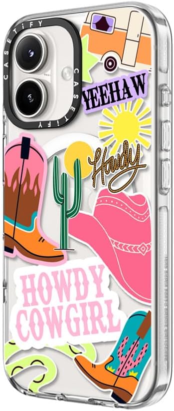 CASETiFY Clear iPhone 16 Case [Not Yellowing / 6.6 ft. 3X Military Grade Drop Protection/Compatible with Magsafe] - Howdy Cowgirl - Clear