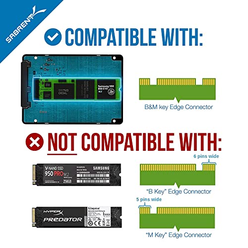 SABRENT M.2 SATA (NGFF) to 2.5in SATA Adapter Enclosure, Not NVMe (EC-M2SA)