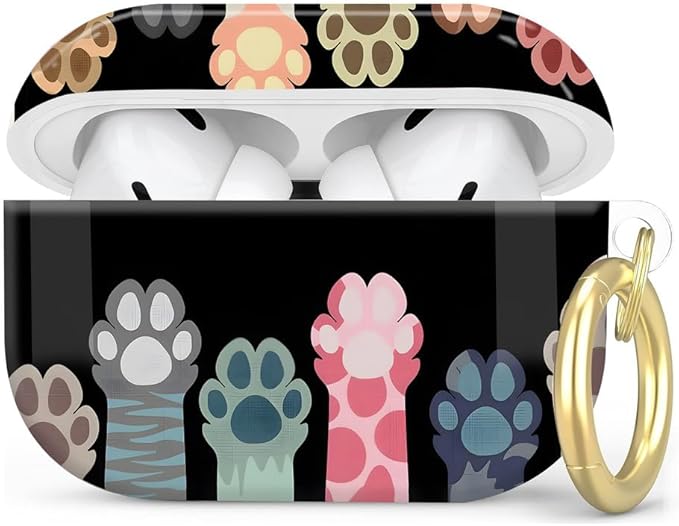 Compatible with AirPod Pro 2nd/1st Generation Case Cover with Key Chain,Full Protective Shockproof Wireless Headphone Case for Airpod Pro 2023/2022/2019(Cute Cat Paw)