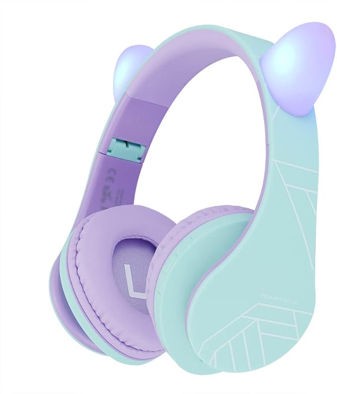 PowerLocus Kids Headphones Over-Ear, Bluetooth Wireless Headphones for Kids,with Microphone, Safe 85DB Volume Limited, Foldable with Carry Case, Audio Cable, Micro SD mode for Online Classes,PC,Phones