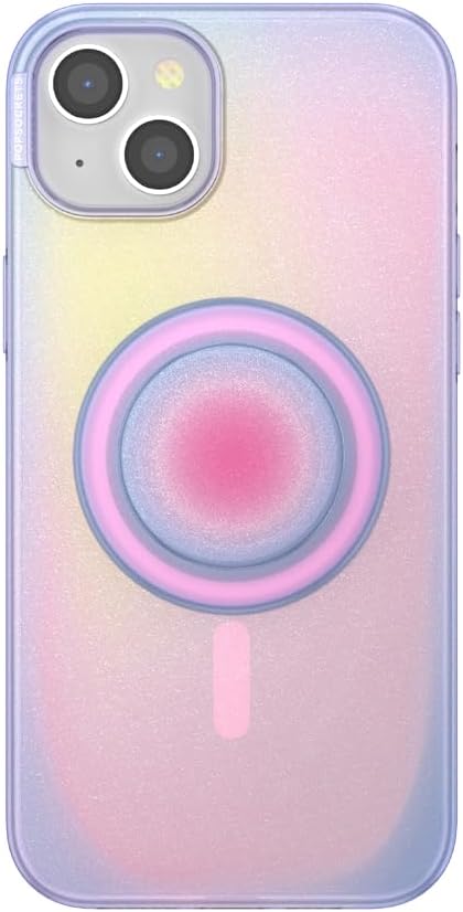 PopSockets iPhone 15 Plus Phone Case with MagSafe, Wireless Charging Compatible, Purple - Aura