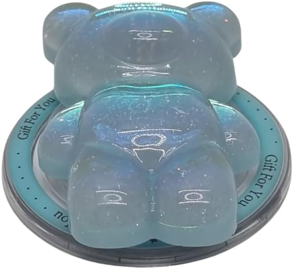 Cute Kawaii 3D Bear Phone Grip Stand, Iridescent Holographic Resin Cell Phone Holder & Kickstand, Compatible with iPhone, Samsung Galaxy, Android (Aqua Blue)