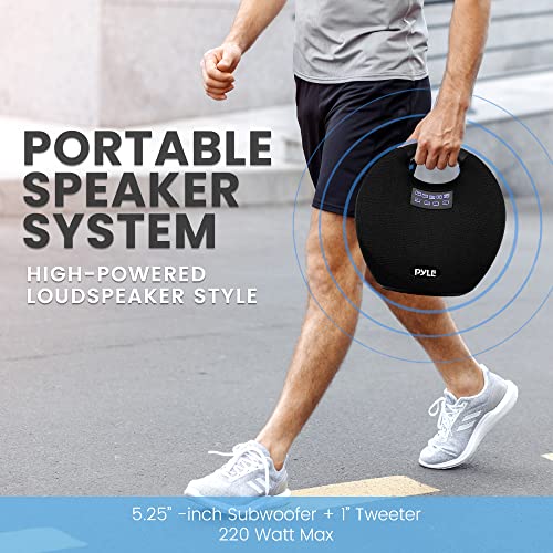 PYLEUSA Wireless Portable Bluetooth Speaker with Built in Rechargeable Battery, Wireless Microphone, Clear Surround Sound, Mini IPX4 Waterproof Speaker for Indoor and Outdoor Activities