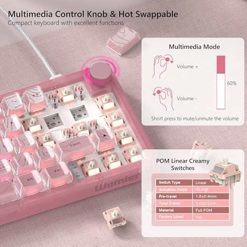 Womier 60% Percent Keyboard Pink Mechanical QMK/VIA Gaming Keyboard - Image 4
