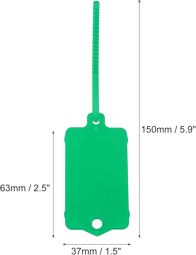 MECCANIXITY Plastic Tags Key Label Tags, for Plastic Tie Mark Product Identification Tags,Valve Marking,Outdoor Tagging, 1.5x2.5 Inch Green 25Packs