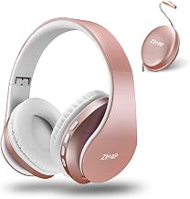 ZIHNIC Bluetooth Headphones Over-Ear, Foldable Wireless and Wired Stereo Headset Micro SD/TF, FM for Cell Phone,PC,Soft Earmuffs &Light Weight for Prolonged Wearing(Rose Gold) - Image 1