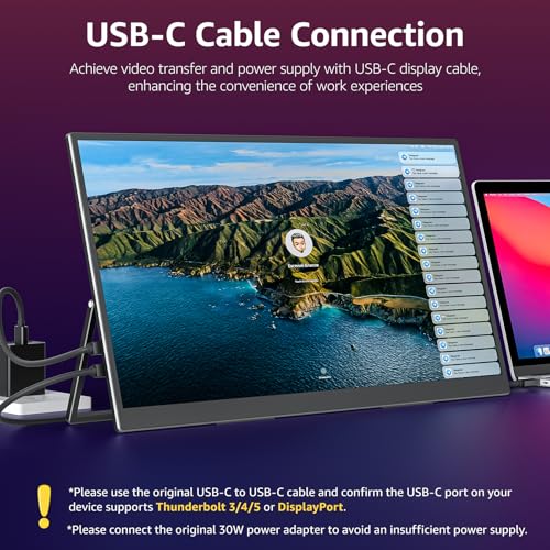 VisionOwl Portable Monitor for Laptop, IPS USB-C HDMI Travel Second Monitor for MacBook Pro Air, PC, PS5, Xbox, Portable Second Screen, Built-in Kickstand, Speakers, VESA Mountable - Image 3