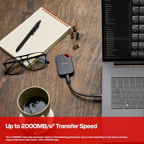 Sandisk 1TB Extreme Portable SSD, Up to 2000MB/s Transfer Speeds-New Model