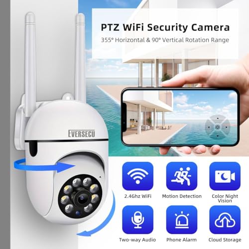 EVERSECU 1080P Outdoor WiFi PTZ Security Camera, 5G | Home Security Ca - Image 6
