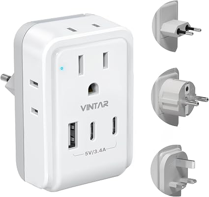 VINTAR European Travel Plug Adapter Kit, Type C,G,E/F Detachable Plug