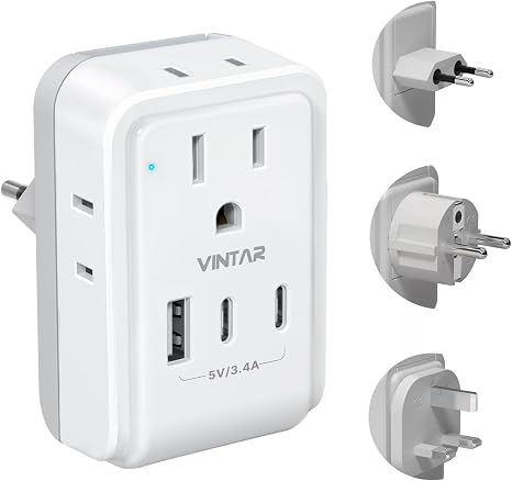 VINTAR European Travel Plug Adapter Kit, Type C,G,E/F Detachable Plug