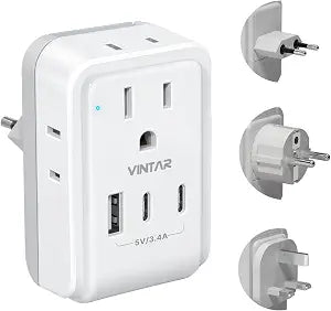 VINTAR European Travel Plug Adapter Kit, Type C,G,E/F Detachable Plug