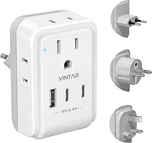 VINTAR European Travel Plug Adapter Kit, Type C,G,E/F Detachable Plug