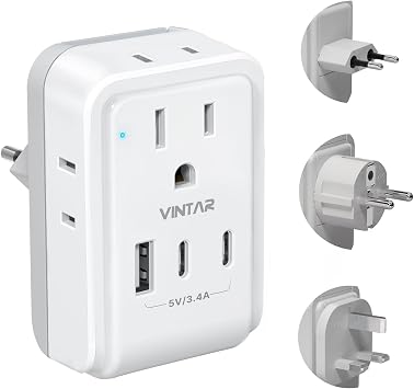 VINTAR European Travel Plug Adapter Kit, Type C,G,E/F Detachable Plug