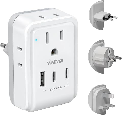 VINTAR European Travel Plug Adapter Kit, Type C,G,E/F Detachable Plug