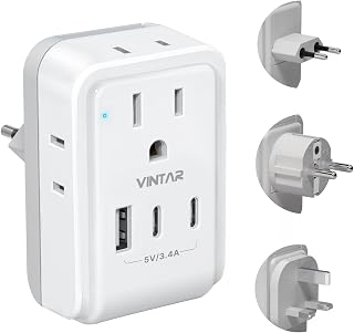 VINTAR European Travel Plug Adapter Kit, Type C,G,E/F Detachable Plug - Image 1