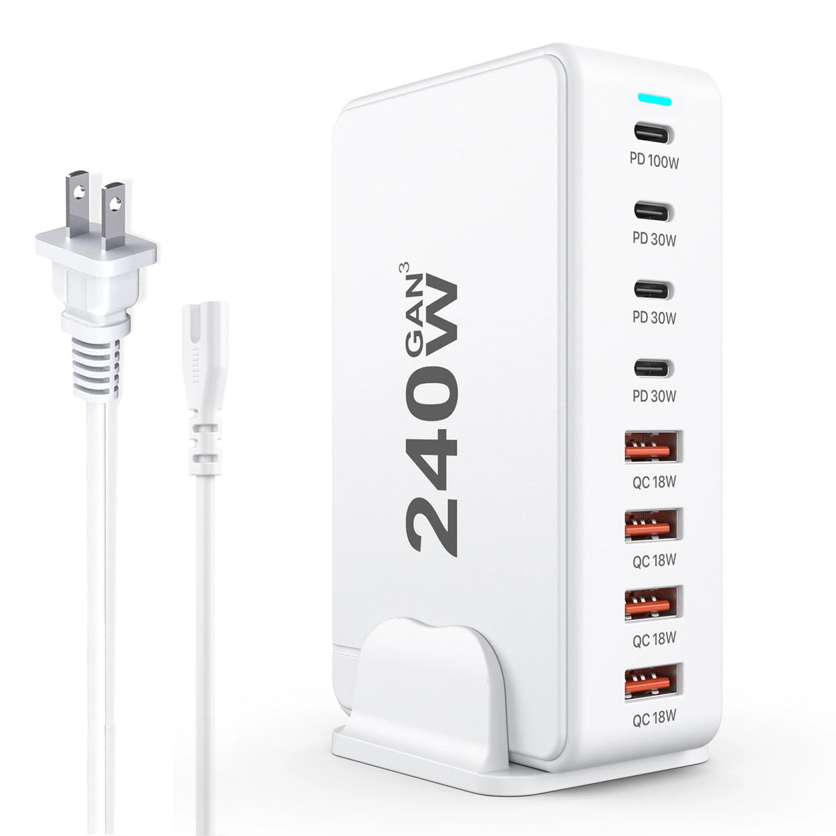 USB C Charger, 240W GaN 8 Port USB Fast Block, PD100 | Charging & Powe - Image 1