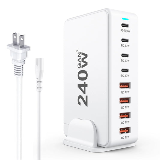 USB C Charger, 240W GaN 8 Port USB Fast Block, PD100 | Charging & Powe - Image 1